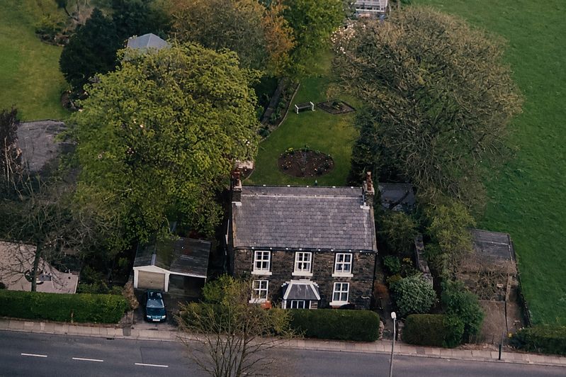 Aerial view of Broadfield House in the 1970s