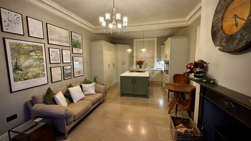 Kitchen and family room