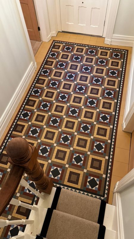 Top-down view of restored tile floor