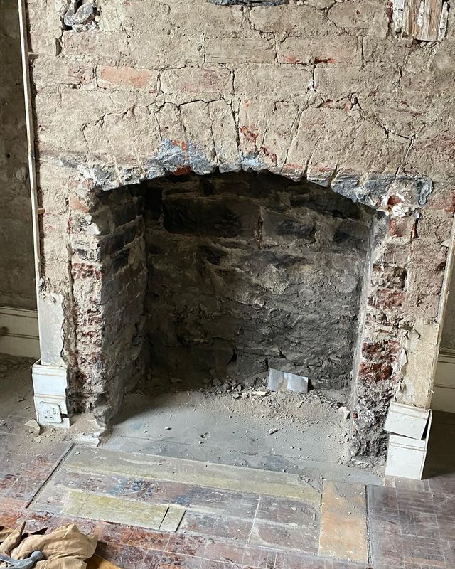 Three fireplaces opened up